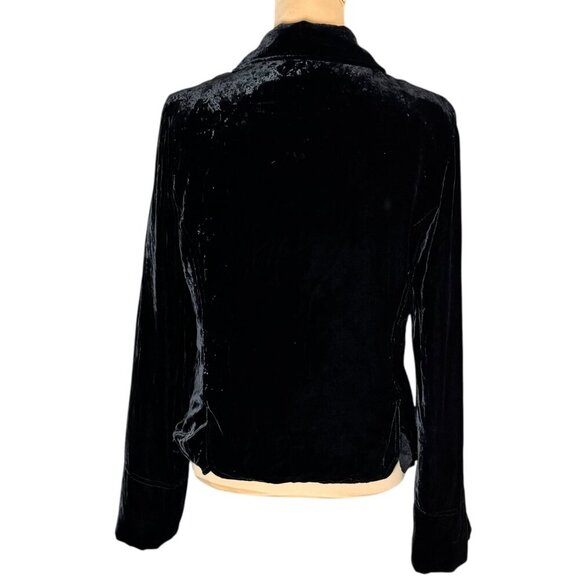 Anthropologie Odille Black Velvet Blazer SZ L Silk Gothic Victorian Vampire - Picture 2 of 14